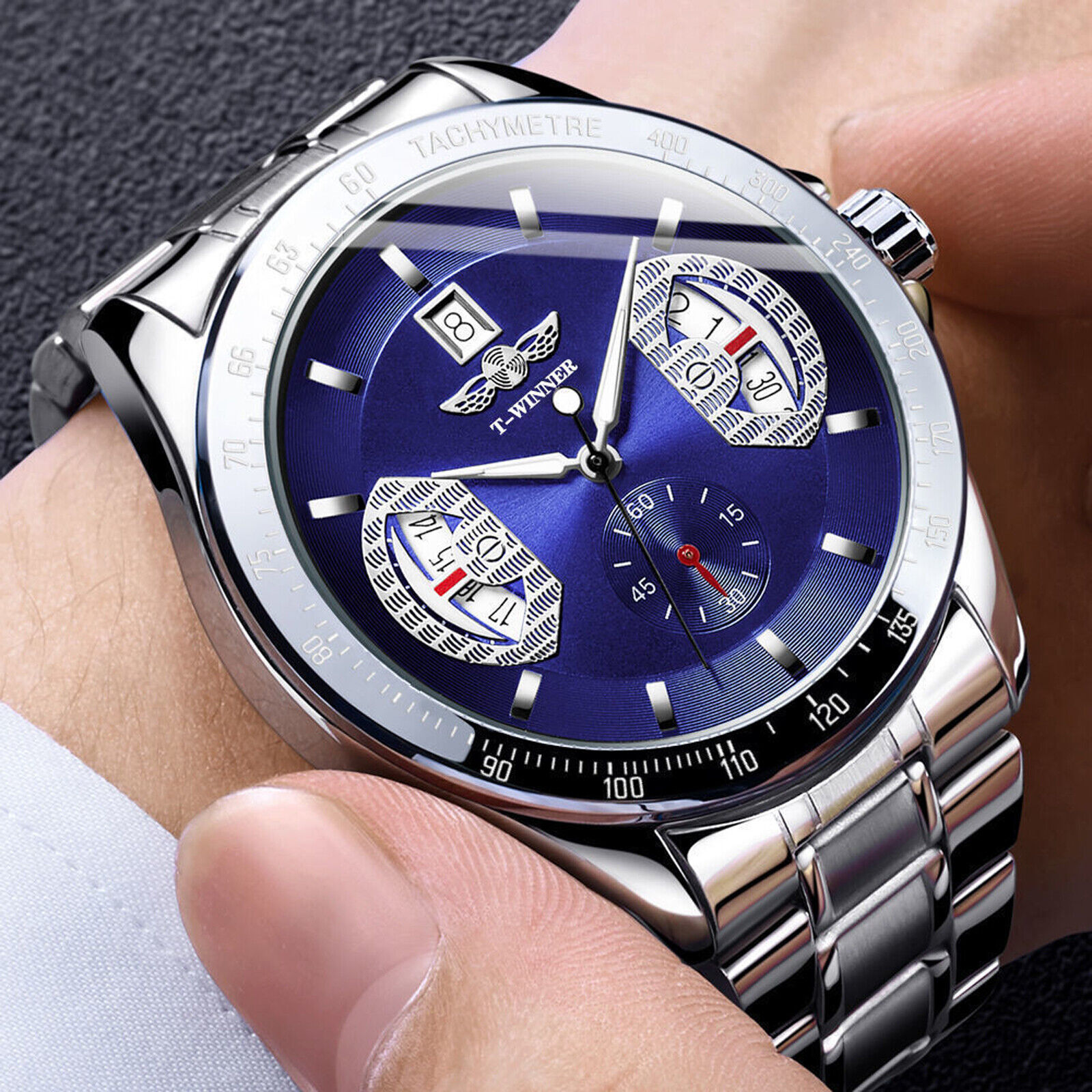 Luxury Men's Automatic Mechanical Wristwatch Quartz Waterproof Business  Luminous