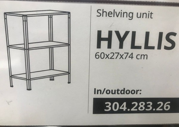 IKEA HYLLIS 3 Niveles Estantería 60x27x74 cm Interior/Exterior TOTALMENTE NUEVO