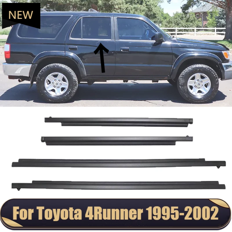  Juego para Toyota 1995 1996-2002 4Runner puerta vidrio exterior tira climática sello de ajuste Foto 2 de 4