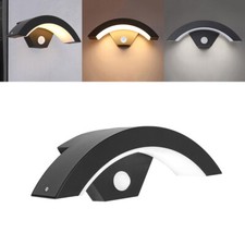 12W Outdoor Modern LED PIR Motion Sensor Wall Light Curved Garden Lamp