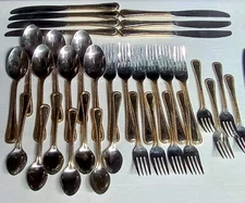 Wallace Golden Royal Bead 34 Pc Flatware Set Serv 6 ++