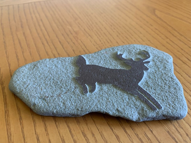 Vintage Deer Buck Slab Stone Rock Etching Petroglyph Pictograph Art Nature Art