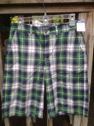 NWT POLO Ralph Lauren shorts boys 18 green blue plaid flat front
