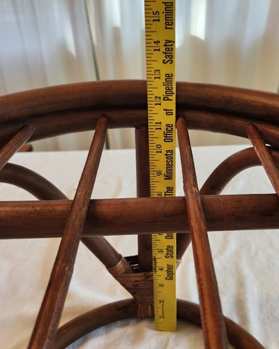 Vintage Rattan Ottoman MCM Bamboo Stool 18”W 13”H With Pad/Pillow - Picture 9 of 13