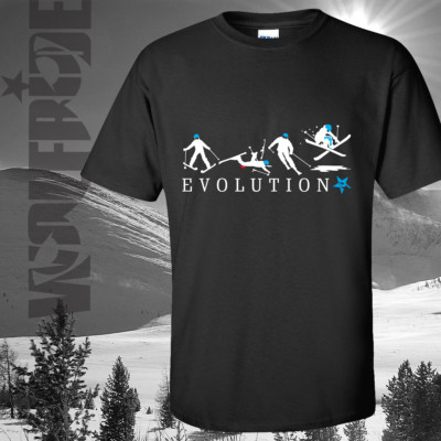 Evolution of Ski Tee, Blanko T-Shirt, Ski, Wintersport schwarz Baumwolle