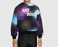 New Nike Boy  s Reflective Trim Illuminate Fleece Pullover Hoodie, Size 6/7