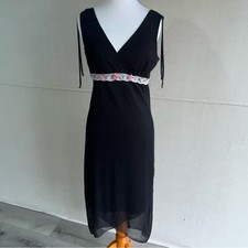 Black Ruby Rox Vintage Y2K Lace FloralCoquette Long Asymmetrical Dress L