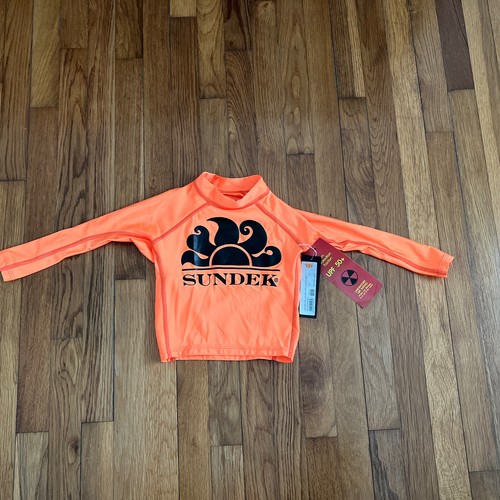 SUNDEK 50+ UV Protection Long Sleeve Orange T-shirt Rash Guard Size 2