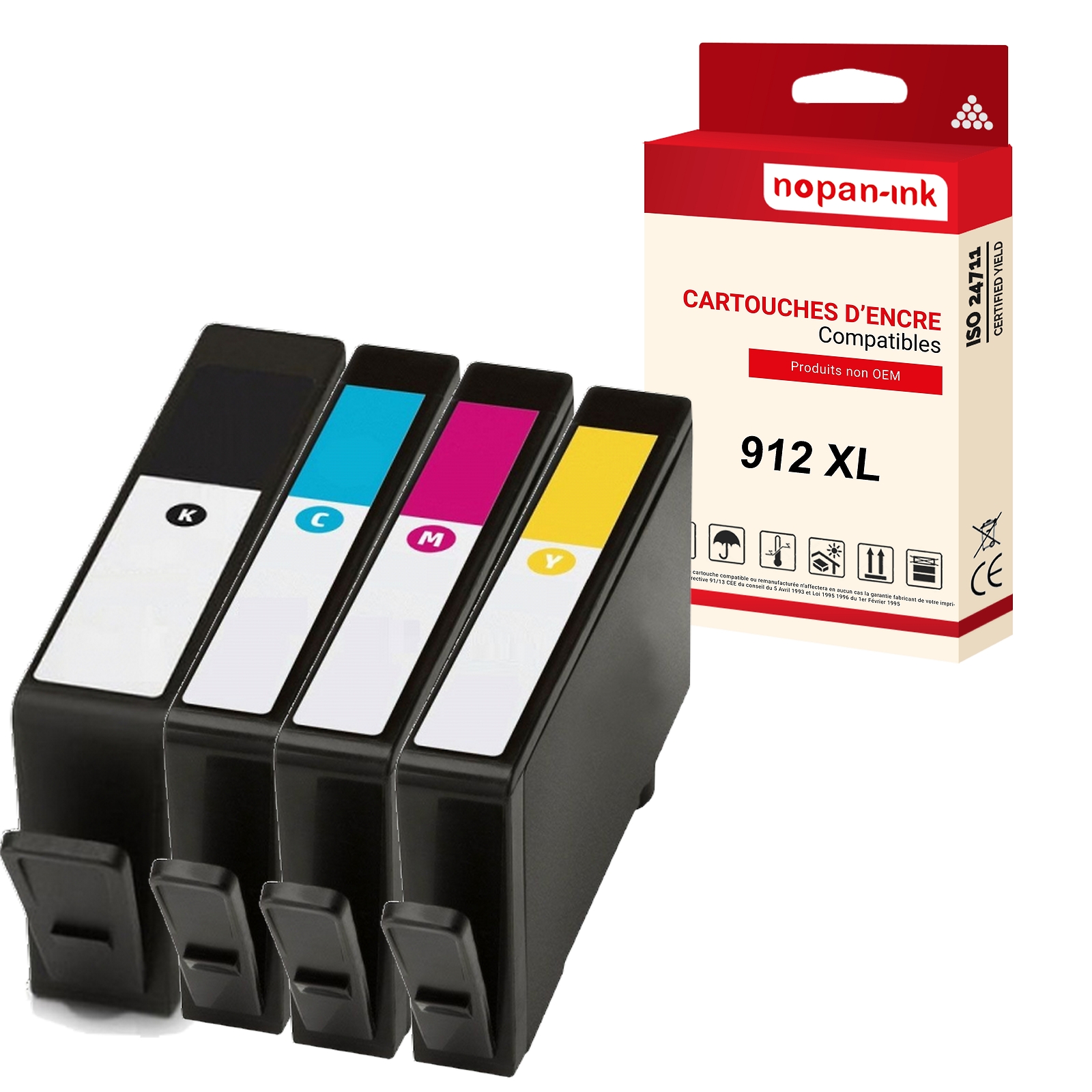 Cartouche HP 912XL haute capacité NOPAN-INK pour des textes nets et des photos éclatantes