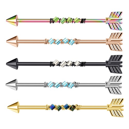 5-16Pcs Surgical Steel Industrial Barbell Earring Piercing Cartilage Jewelry 14G - Picture 17 of 28