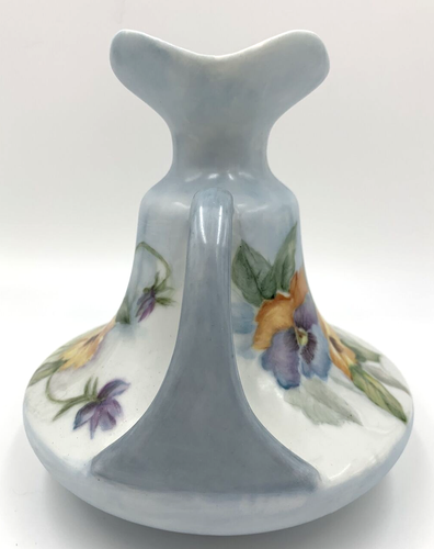 Vintage Vase blau handbemalt signiert Henkel Stiefmütterchen Blumen Bettye Callahan - Bild 2 von 7