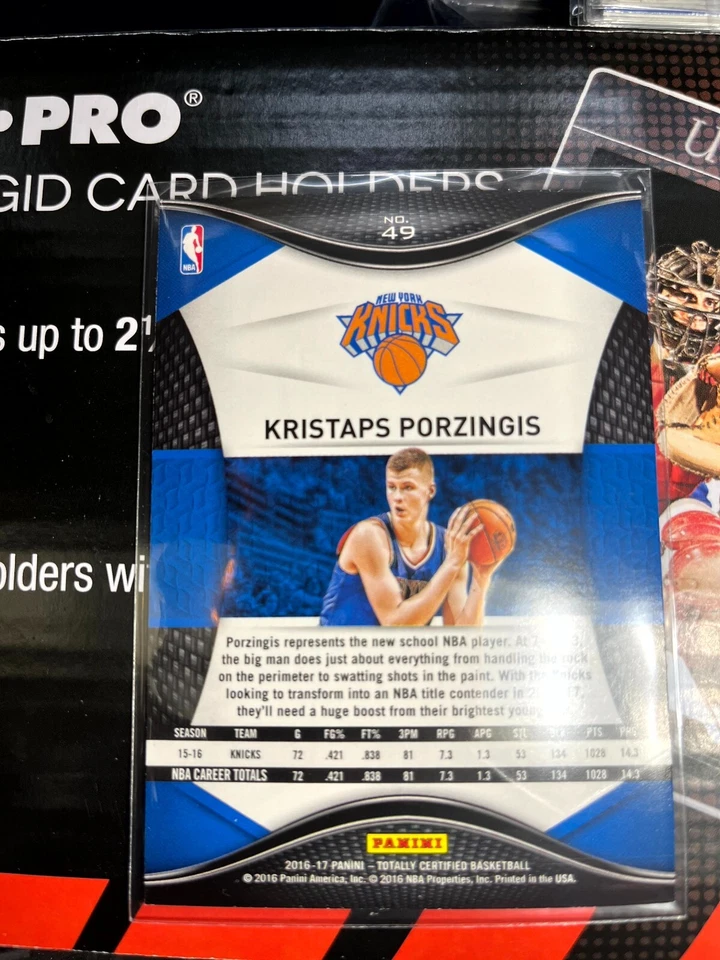 KRISTAPS PORZINGIS 2016-17 Panini Totally Certified #49 Knicks 2nd Year Mint - Image 2 of 2