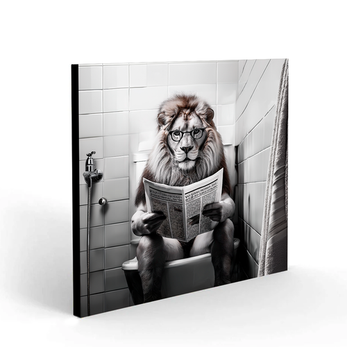 Kunstwerk "Lion on Toilet" auf Leinwand oder Acrylglas Löwe auf Toilette - Bild 2 von 4