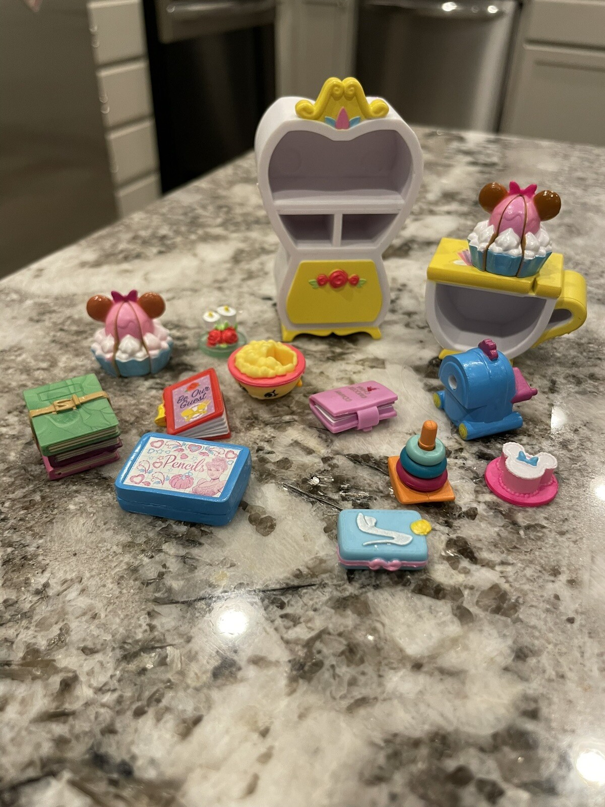 Shopkins Disney Happy Places Mixed Lot of 14 Furniture Food Accessories
