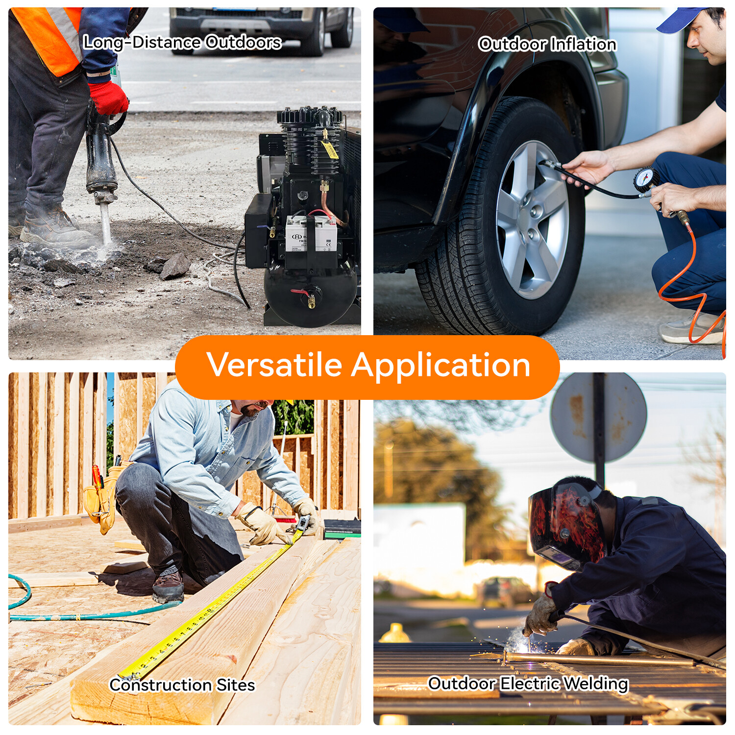 15HP 19Cfm Two Stage Air Compressor /Generator Welder W/ 30Gal Tank 180PSI