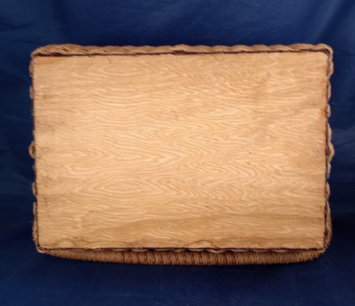 Vintage Wicker Rattan Handled Sewing Box Basket Satin Lining and Tray - Picture 3 of 4