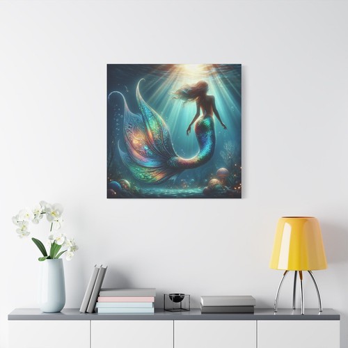 Mermaid Poster Ocean Painting Seascape Wall Art Beach House Coastal Decor - Picture 2 of 5