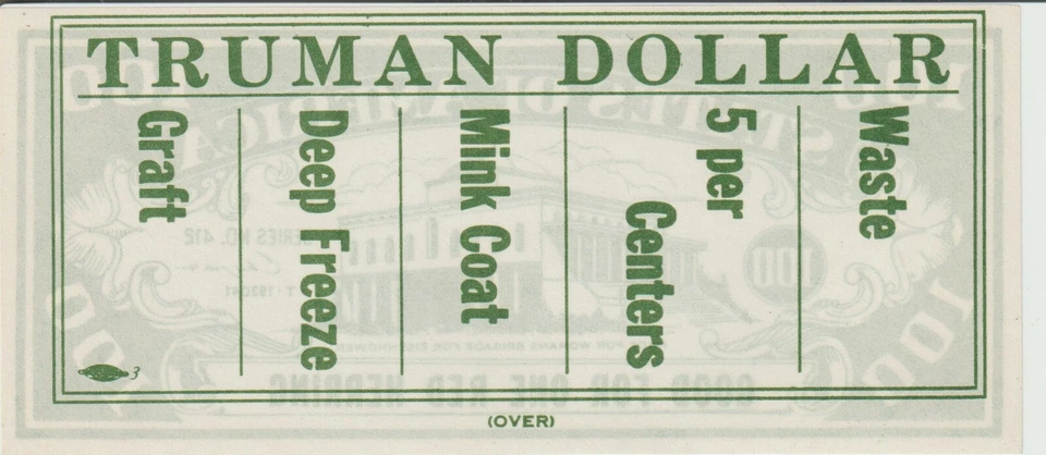 USA 1952 Anti-Truman Political Banknote Funny Money UNC - Image 2 of 2