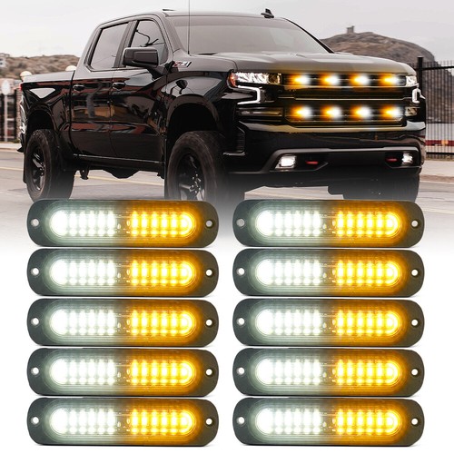 4/8/10X Amber White Grill Side Marker Emergency Strobe Light Bar Kit Tow Truck - Picture 10 of 13