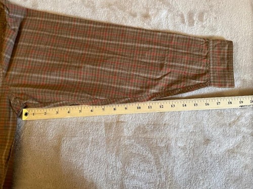BILL BLASS EUC Men’s Large Brown & Red Plaid 100% Cotton Casual Button-Up Shirt - Picture 7 of 8