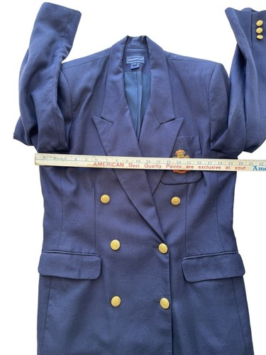 Charter Club Jacket Womens size 12 Navy Crested Vintage Double Breasted Blazer - Picture 9 of 11