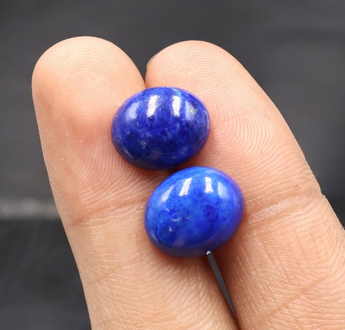 Natural Lapis Lazuli Cabochon Stone Pair 10.35 Ct 12x10 mm Loose Gemstone Lapis - Picture 2 of 4