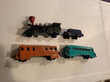 Vintage Metal Midget Toy Train 4 piece Set made in USA