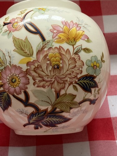 Sadler England Blue Pink Green Floral Flower Pattern Ginger Jar & Lid 5 Inch - Picture 14 of 14