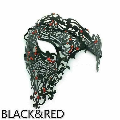 Metal Venetian Mask Masquerade Half Face Party Filigree Rhinestone Diamante - Picture 7 of 15
