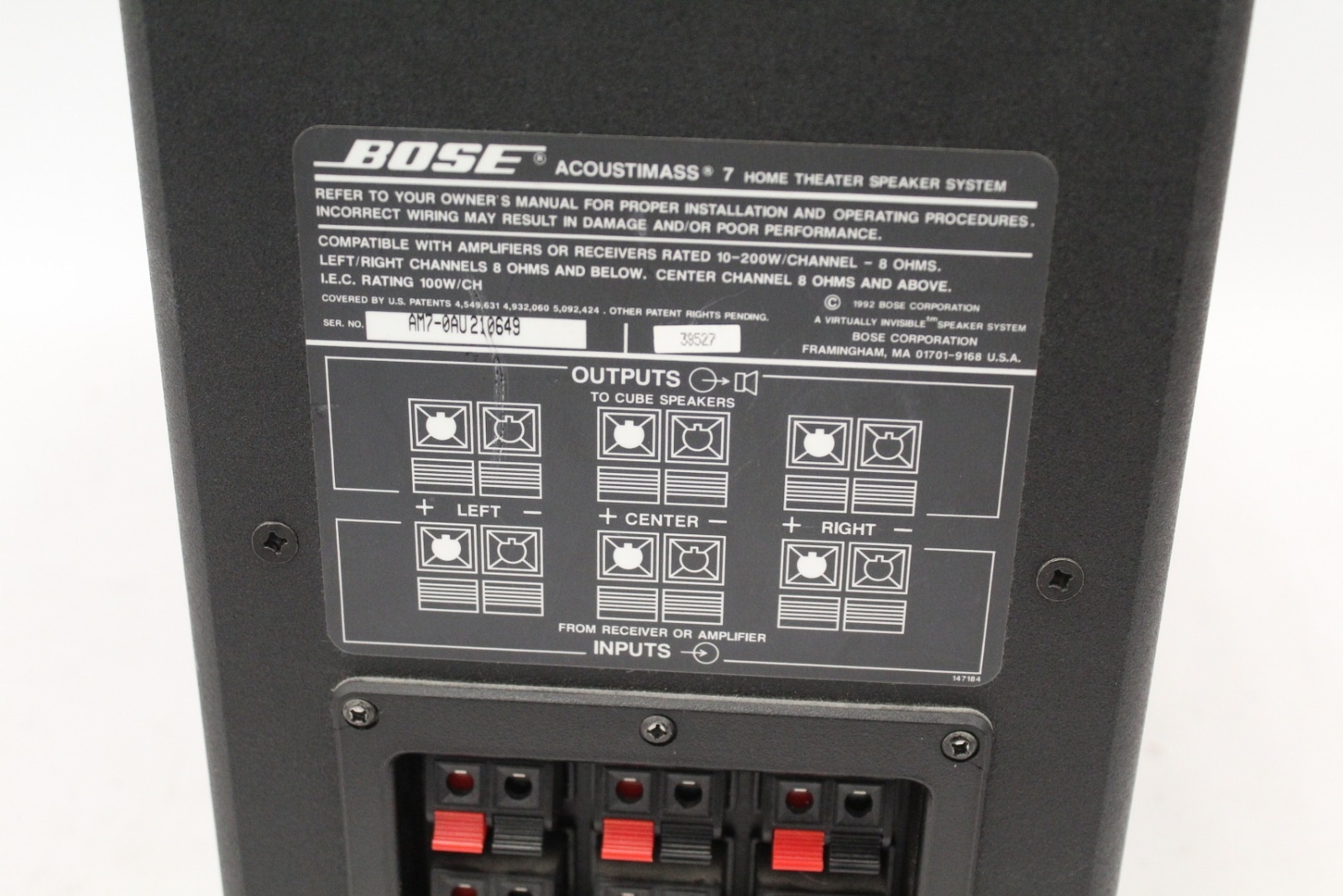 BOSE Acoustimass 7 Home Theatre Speaker System In Black (Subwoofer Only