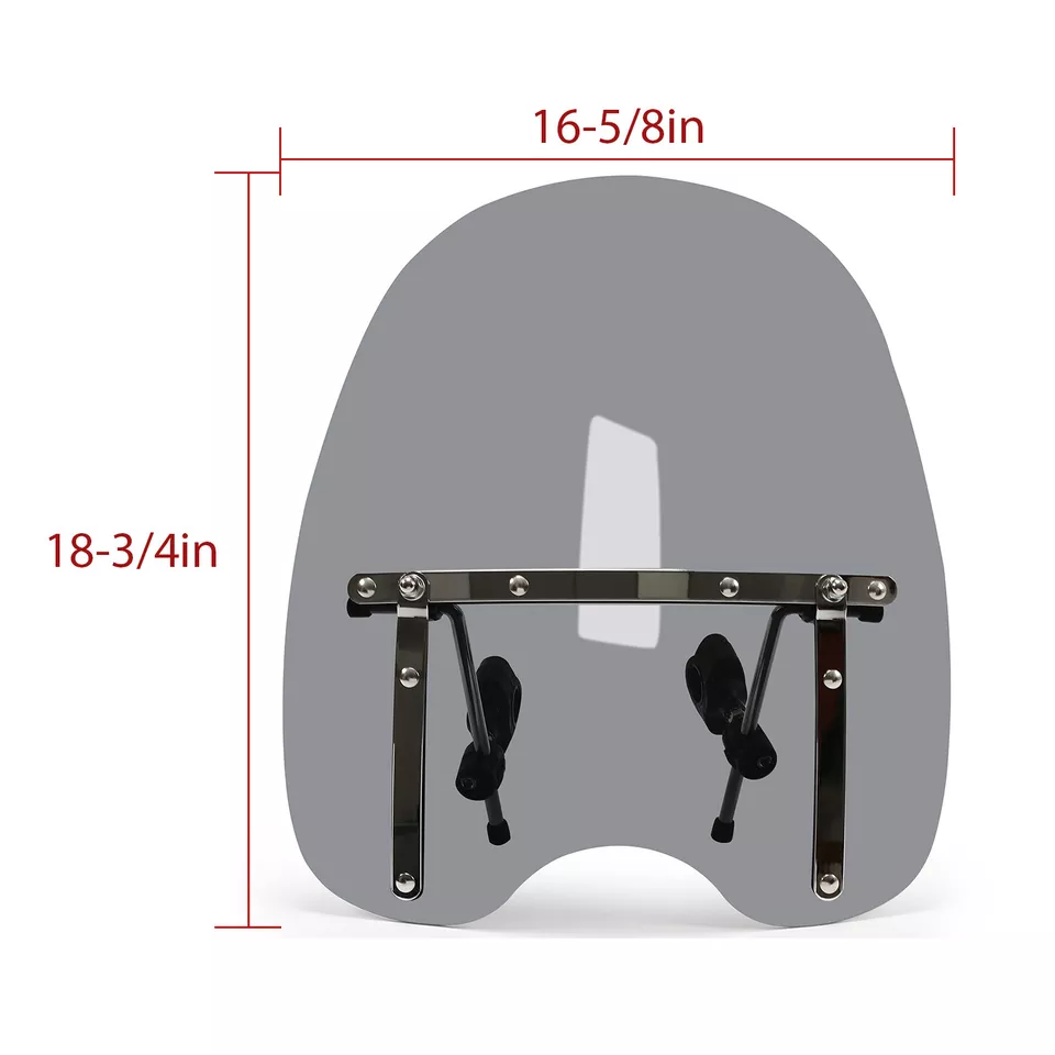 18"x16" Windshield Windscreen 7/8" Handlebar For Yamaha TW200 V-Star 1300 650 - Image 2 of 4