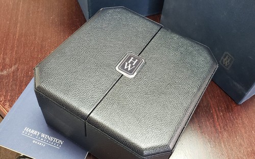 HARRY WINSTON navy blue Watch box/outer box, booklet, card EMPTY - Imagen 6 de 9