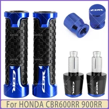 Blue-For HONDA CBR600RR 900RR Motorcycle Handlebar Grips Bar End Cap Tire Valve