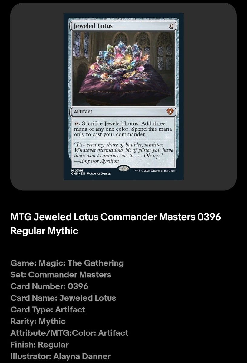 MTG Jeweled Lotus Commander Masters 0396 Regular Mythic | eBay