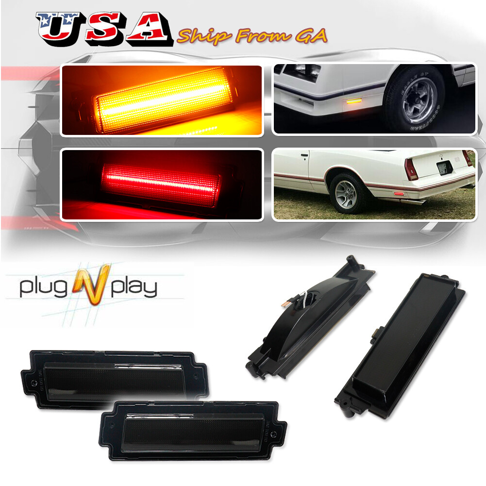 Smoked Full LED Front+Rear Side Marker Lights For 1981-1988 Chevy Monte Carlo SS