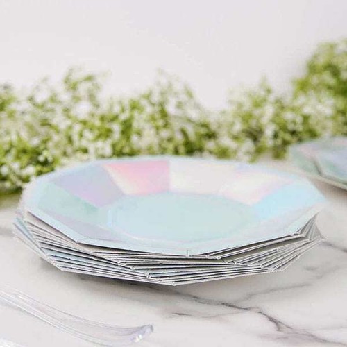 25 Iridescent 7" Salad Paper Plates Party Disposable Wedding Tableware - Picture 8 of 9
