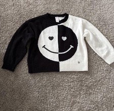 Justice Farm Rio x Smiley Icon Ying Yang Pullover Sweater Crop Kids Size S