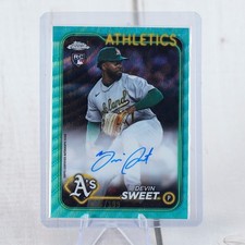 2024 Topps Chrome Aqua Wave Refractor Devin Sweet RC Auto /199 Oakland Athletics