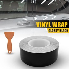 30MM Wrap Blackout Band Car Van Mpv De Chrome Side Sill Stripe Tape Gloss Black