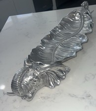 Arthur Court Aluminum Platter with Elephant Handles Oval Centerpiece Tray 24x7