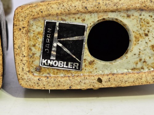 Knobler Japan Minimalistic Art Pottery Figures Man Woman Mini Candle Holders - Picture 6 of 10