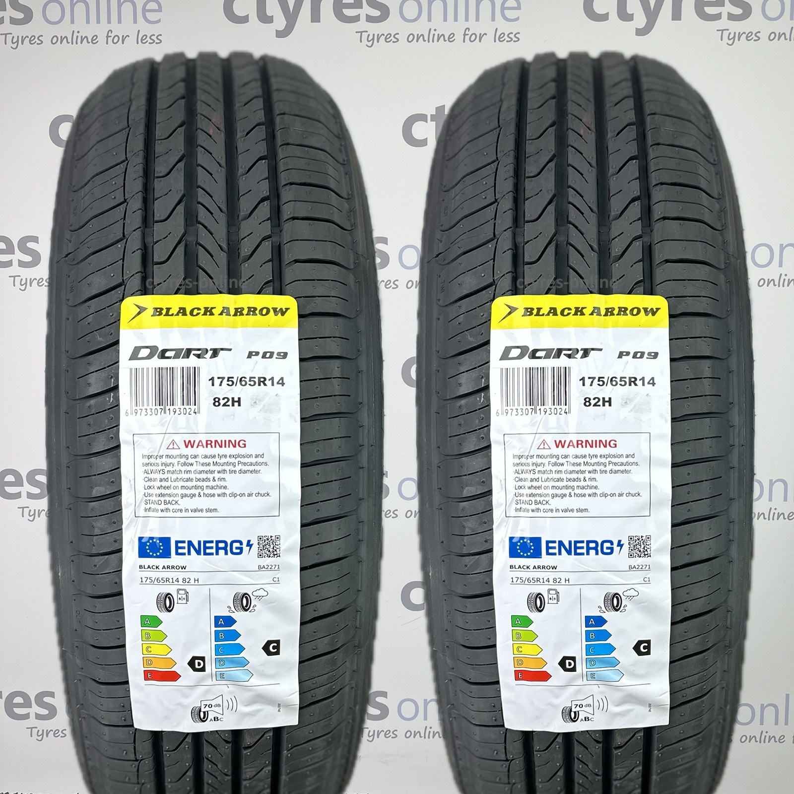 2X New 175 65 14 BLACKARROW P09 82H 175/65R14 1756514 *C WET GRIP* (2 ...