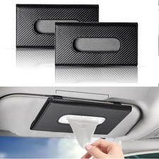 2 PCS Black Car Tissue Holder Sun Visor Napkin Hanging Paper Towel Case