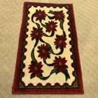Vtg Christmas Poinsettia Holiday Decor Red Green Accent Rug Entryway Mat