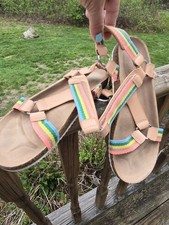 Cat Jack Multi Coloree Rainbow Strappy Sandals Girl Size 5