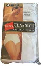 New Old Stock Vintage Hanes 2002 Classics Full-Cut Briefs 3 Pack Size 40 New VTG