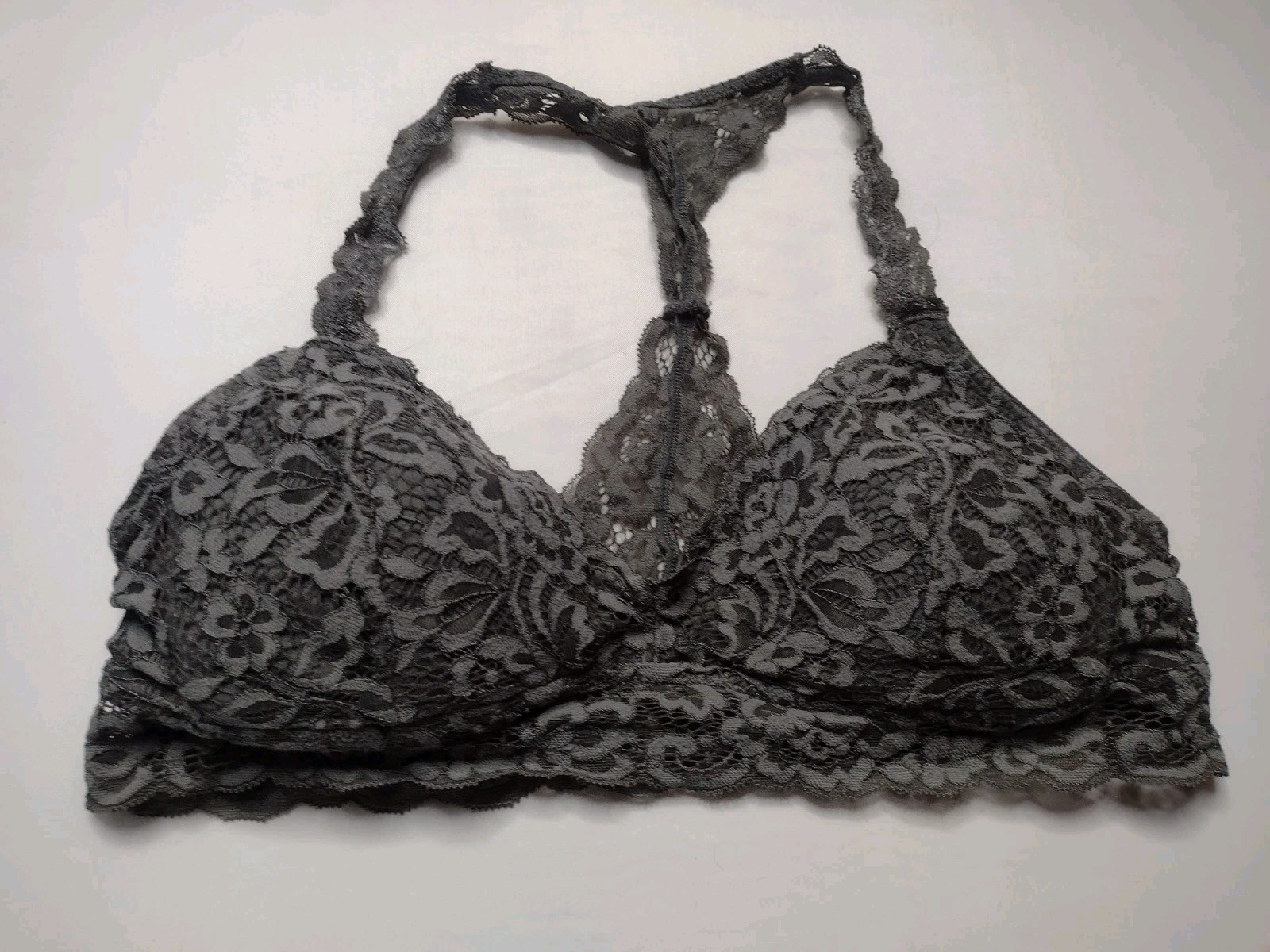 Xhilaration Lace Bralette Bra Medium Gray Floral Wireless Racerback EE