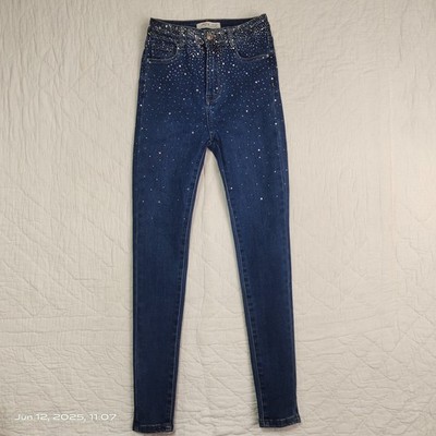 Damen Marivy Strass Bling Skinny Denim Jeans Größe EUR 36 Stretch
