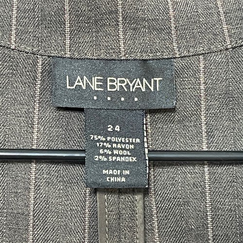 Lane Bryant Blazer Jacket Women's Plus 24 Brown Pinstripe 3 Button Suit Jacket - Picture 7 of 7