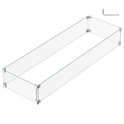 BriSunshine JA007U-3 41.5x13.5x6 Glass Wind Guard for Propane Fire Pit Table